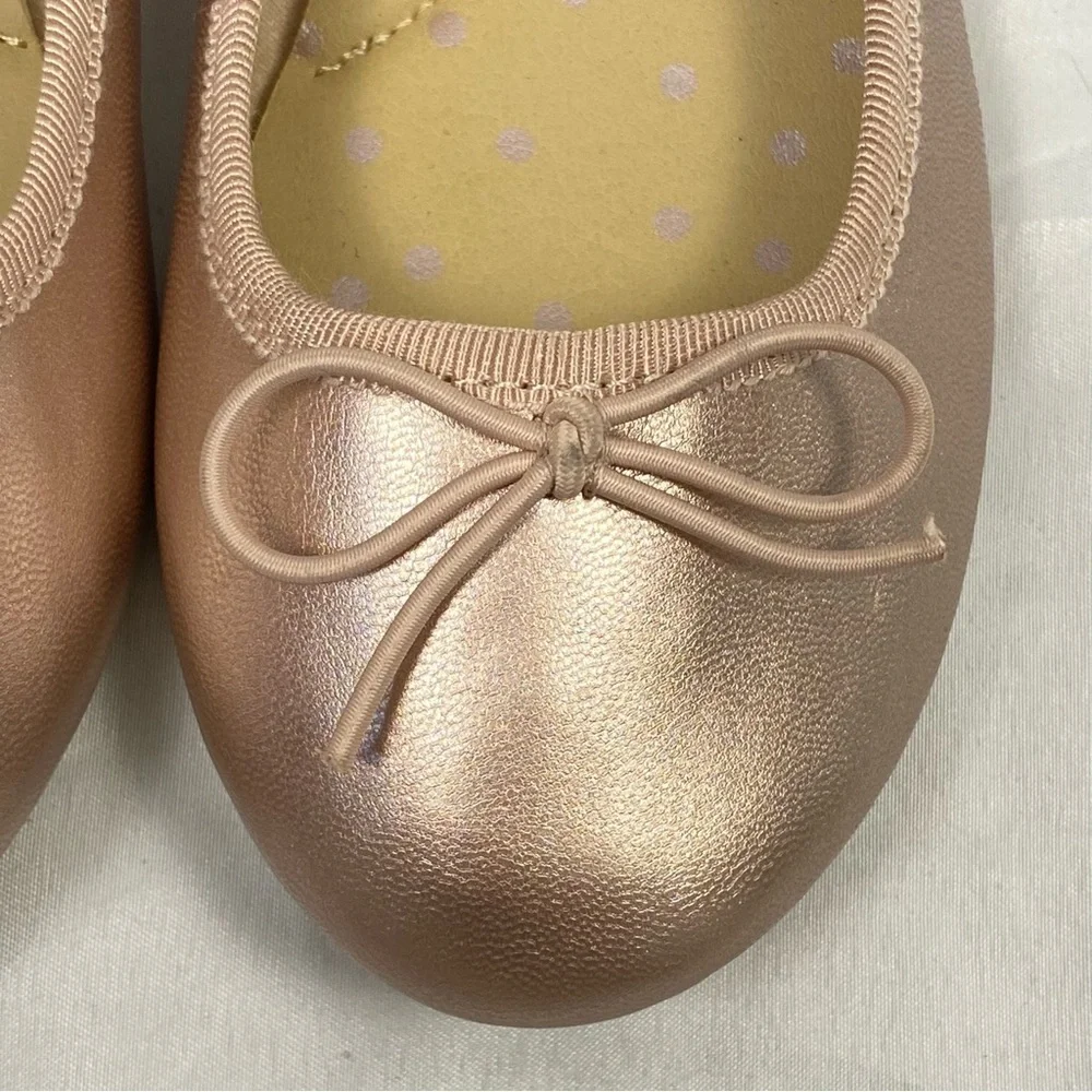 Cat & Jack Girl Chic Ballet Flats with Bow Accent Rose Gold Metallic Size 13